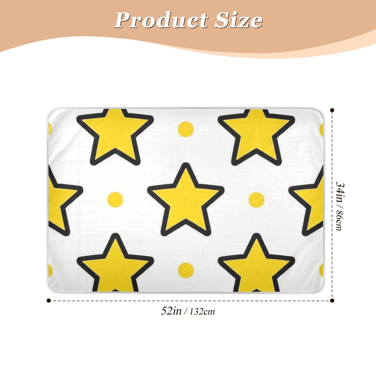 Yellow Stars Dot Yellow Potty Training Pee Pad Waterproof Washable Bed Wetting Sheet Slip-Resistant Incontinence Pads for Baby Toddler Children , 52