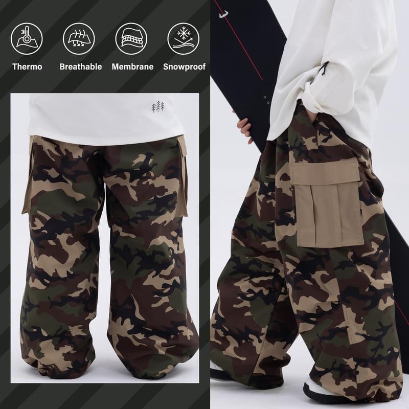 SNOWVERB Womens Mens Super Baggy 15K Waterproof Ski Snowboard Pants Mountain Freestyle Insulated Windproof Snow Pants - Image 3