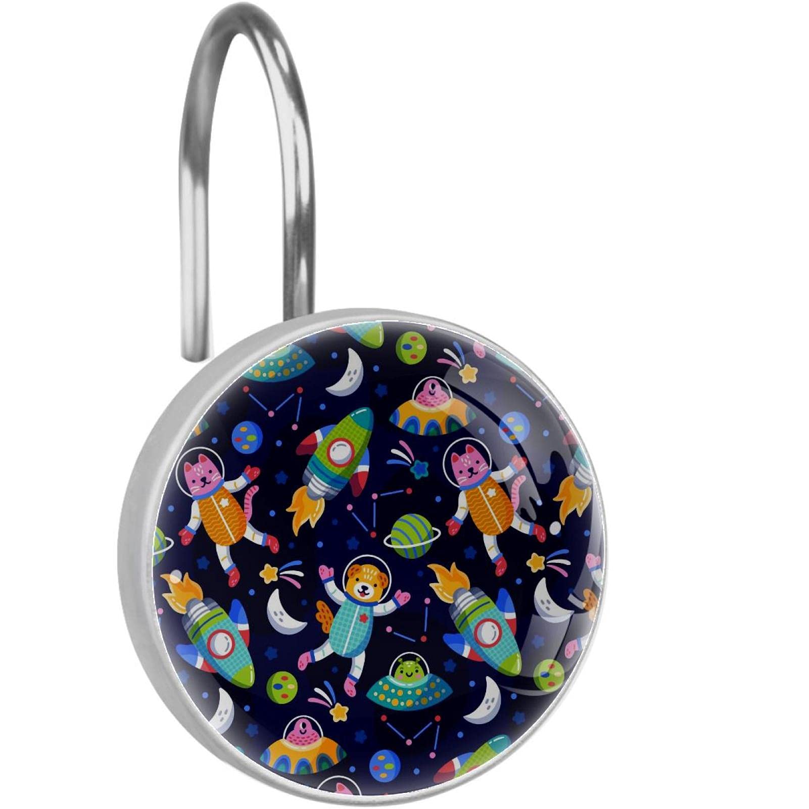 Crochets de rideau de douche doubles anneaux de suspension multicolores pour tringle