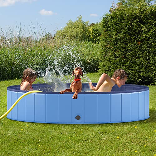 Heeyoo 63" Foldable Dog Pool For Large Dogs, Portable Hard Plastic Pvc Pet Bathing Tub, Outdoor Collapsible Swimming Pool For Pets Dogs And Cats, 63 X 12 Inches #TOP6