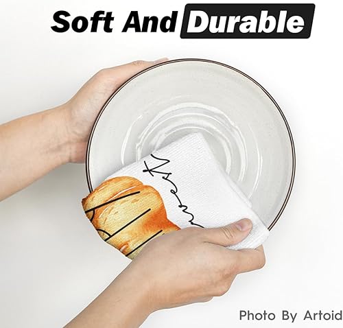 Miniatura 5 de Artoid Mode Juego de 4 toallas de cocina de otoño con diseño de hojas de arce Hello Pumpkin de 18 x 26 pulgadas, decoración de cosecha feliz