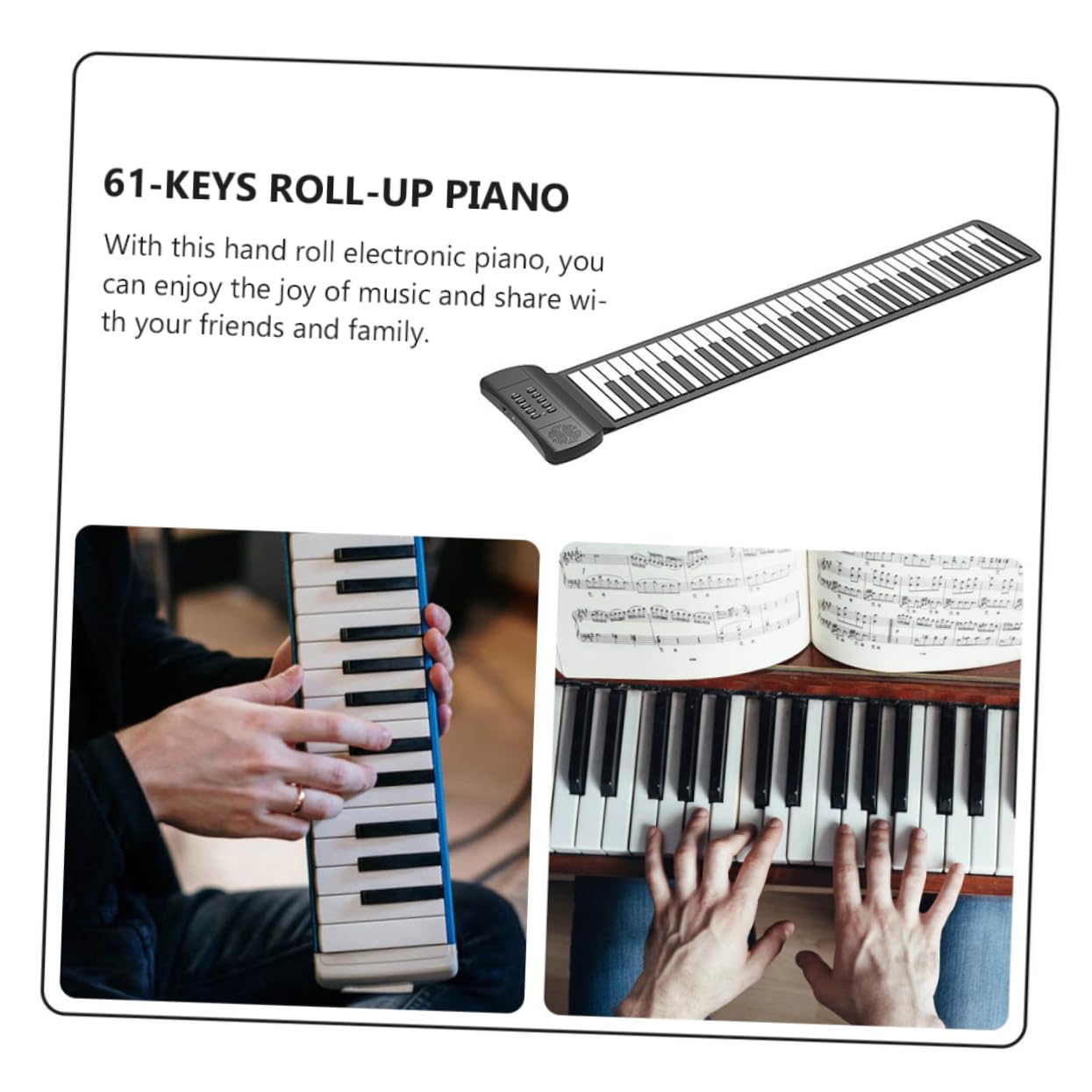 HEMOTON Rollo De Piano Teclado Plegable Piano Electrico Teclado De Plegable Para Adultos os Toldos Exterior Enrollables Electrónico Organo Electronico Gel De Sílice