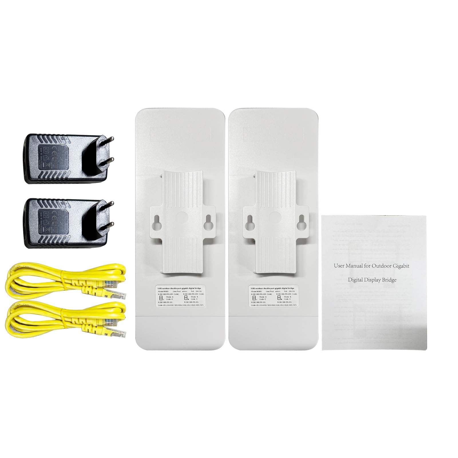 Cuifati Pont WiFi Extérieur 5 GHz, Pont Ethernet sans Fil Longue Portée 5 Km, Point à Point Gigabit, Extension Réseau Double Port 900 Mbps pour Granges, Garages, Fermes (Prise UE)