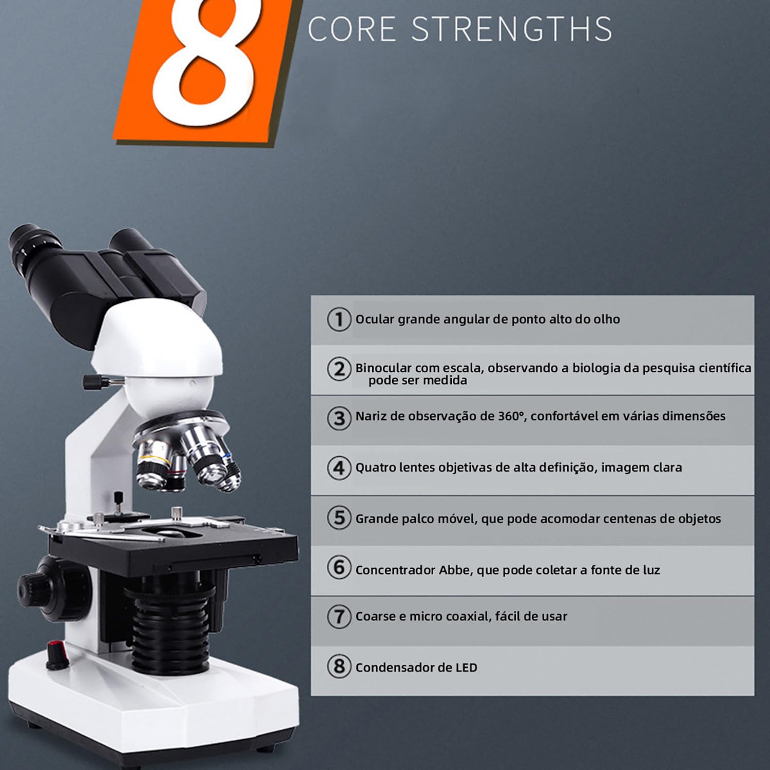 Microscopio binoculare Composto 30000x-70000x con Set di vetrini per microscopio e Adattatore per Telefono - Ideale per la Scuola, Il Laboratorio e l'istruzione Domestica,50000X