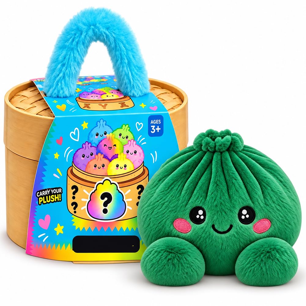 Kouipoie Dumpling Plush Blind Box,Squishy Plush Toy with Steamer Gift Box，N