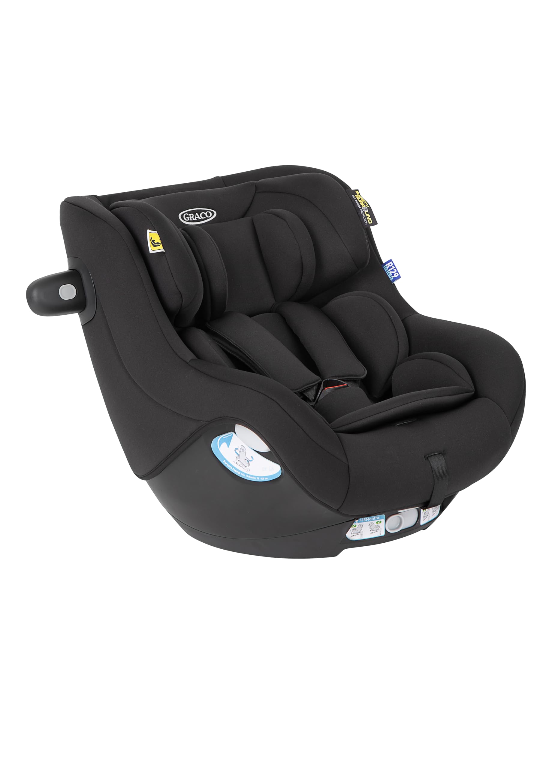 Graco SnugGo™ i-Size R129, 360° drehbarer Reboarder für die Basisstation SnugTurn™ i-Size R129 (separat erhältlich), Autositz bis ca. 4 Jahre (40-105 cm), 5-Punkt-Gurt, schwarz, Midnight