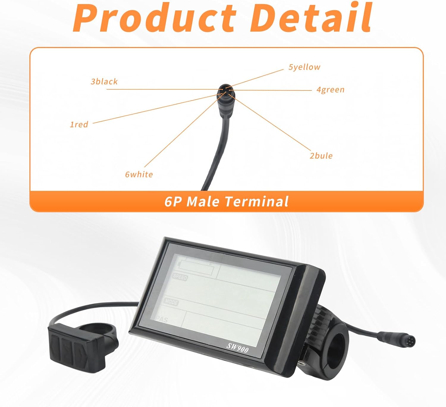 Electric Bike Bicycle LCD Display SW900 LCD Display Meter with Waterproof Connector Universal Voltage Compatibility for E-Bikes Scooters