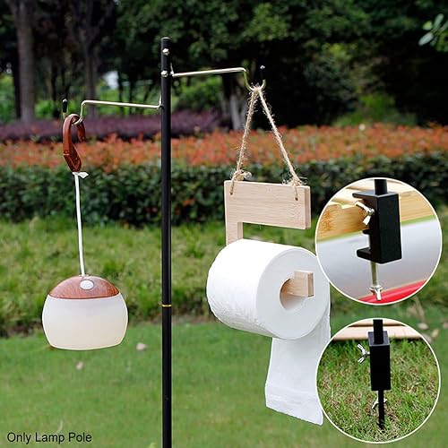 Miniatura 4 de Soporte para linterna de campamento, aleación de aluminio, colgador de lámpara plegable con bolsa de almacenamiento, poste de lámpara plegable para