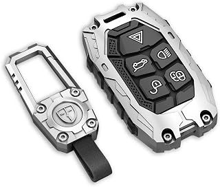 for Land Rover Zinc Alloy Key Fob Cover,Keychain,Full Protection Car Key Case for Jaguar Smart Remote Keyless Keyshell Accessories(NO.027 Silver)