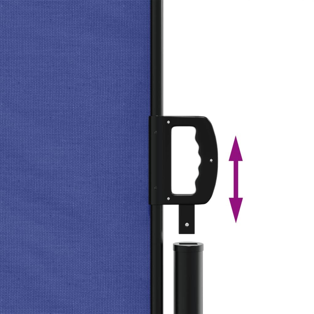 Seitenmarkise Ausziehbar 160x600 cm Blau Sonnensegel für Balkon Terrasse Garten Robustes Polyester mit PU Beschichtung Moderner Outdoor Sichtschutz für Wohnmobil Wohnwagen oder Gartenzaun