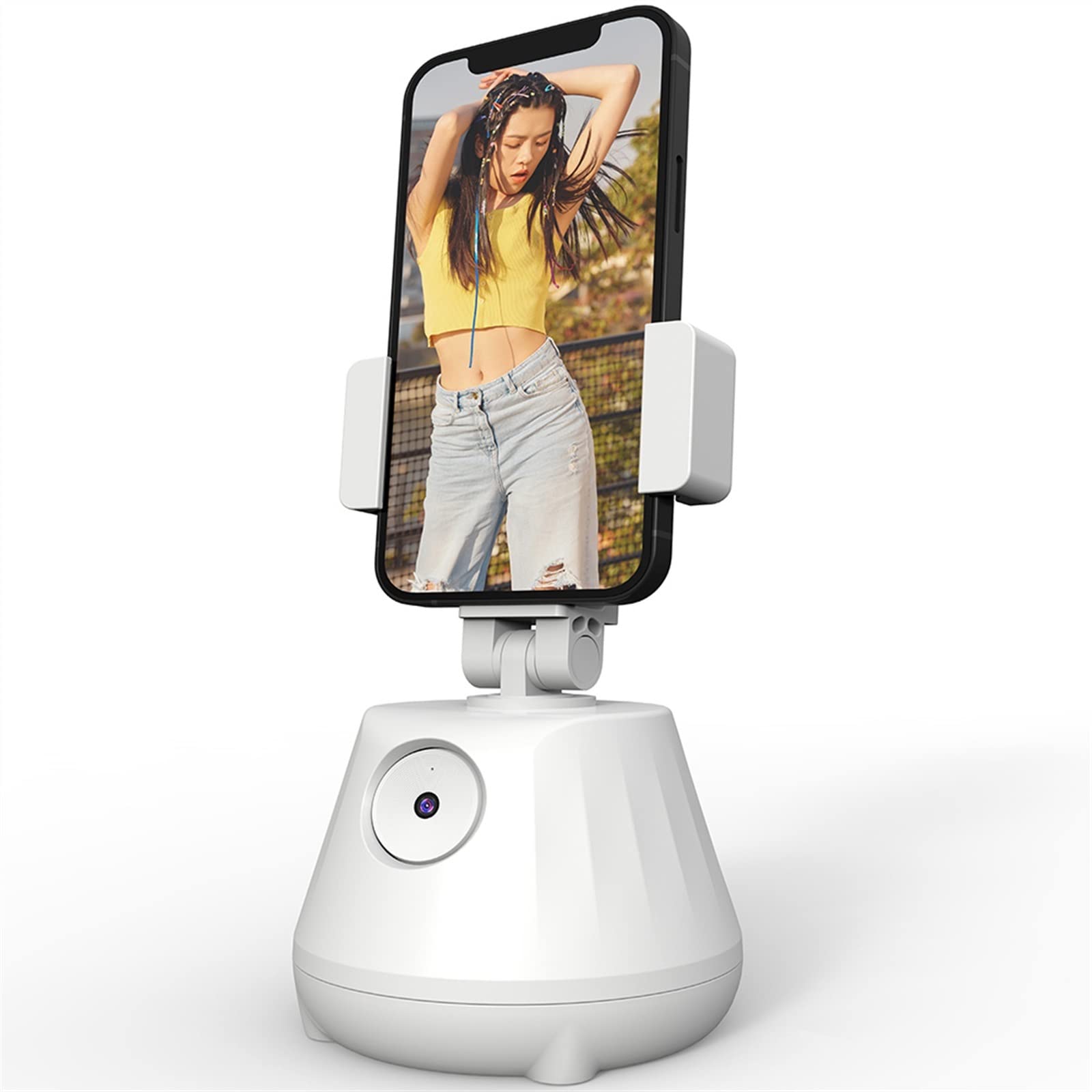 Videocamera, Face Tracking Smart Gimbal Stabilizzatore Supporto for telefono cellulare con rotazione automatica Selfie Stick Wireless Stand for Live Cast(White)