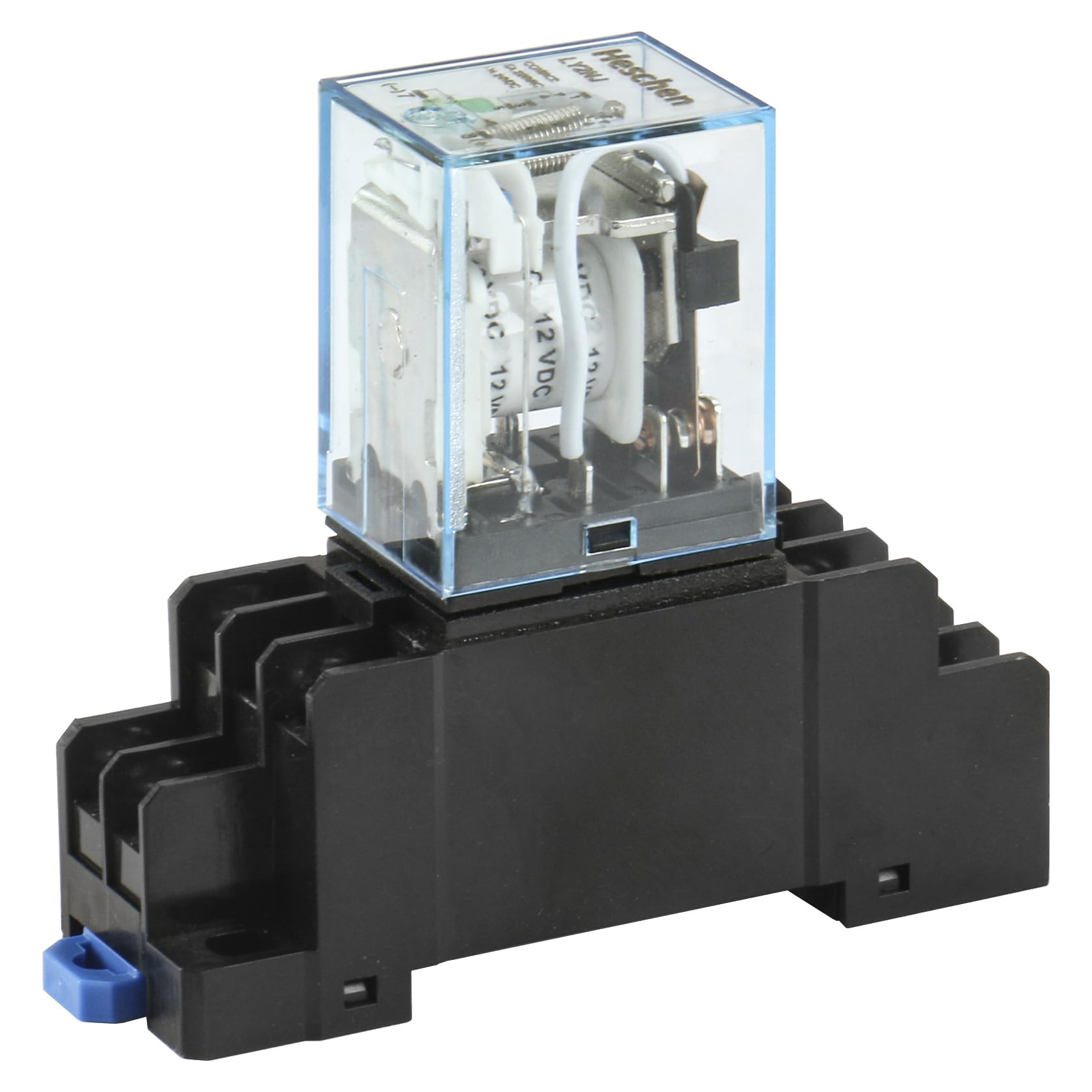 Heschen Relais à usage général, LY2NJ, Bobine 12VDC, 10A 24VDC/220VAC, DPDT, Indicateur LED, avec socle