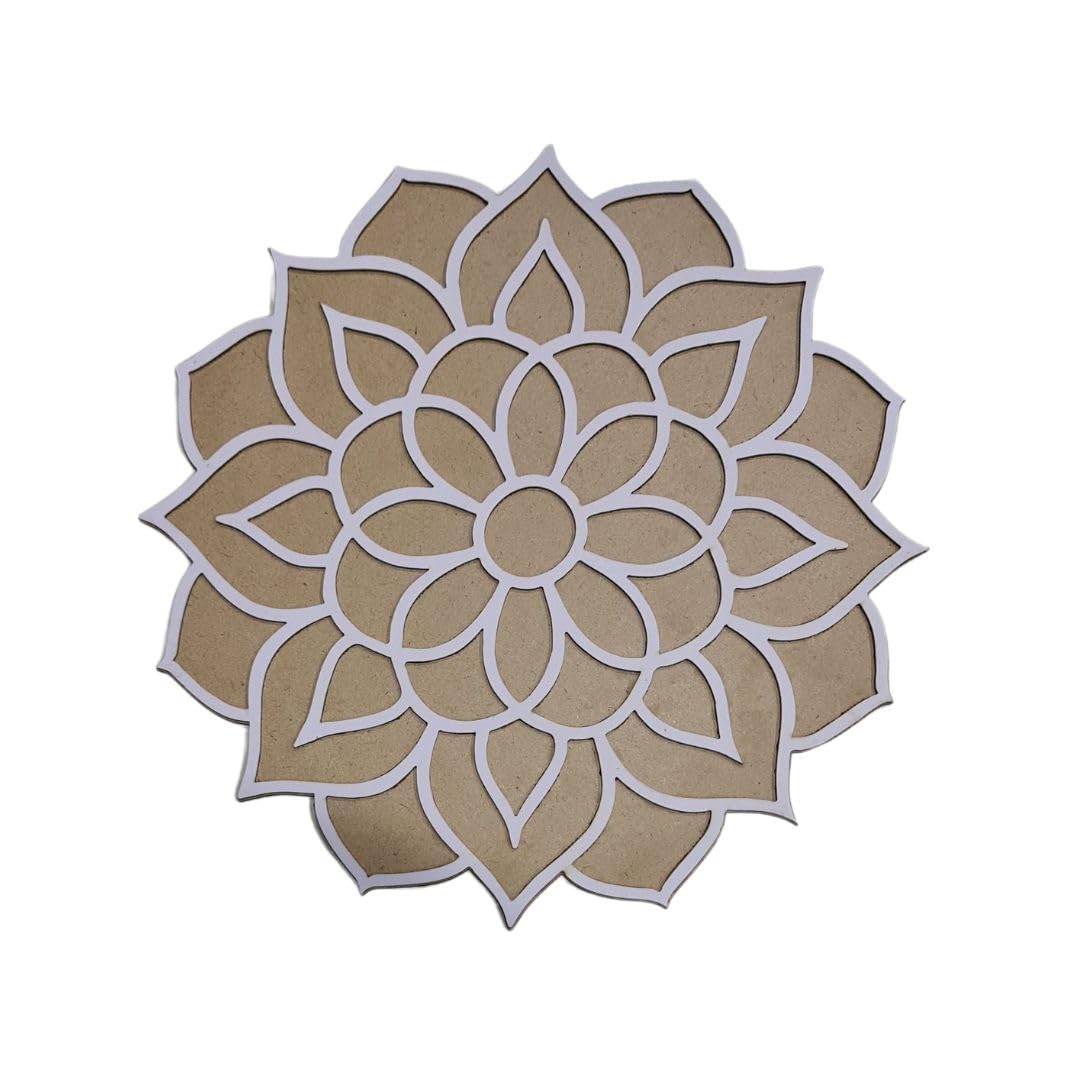 Divine Sansar Rangoli Making Mat | Rangoli Making Board | Easy Fill Design | Easy To Use | Fill With Rangoli, Flowers, Pulses or flour | Festive Decor | MDF Design R | Reusable | (12inch X 12inch)