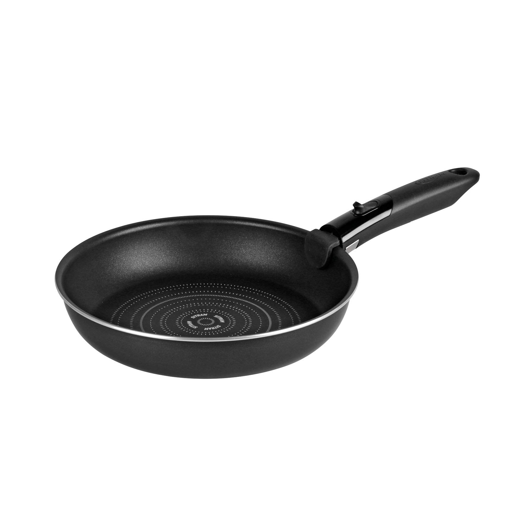 Sitram - 712757 Lot de 3 poêles Sitramovible en aluminium pressé Ø20/24/28cm, revêtement anti-adhérent, poignée amovible - Tous feux dont induction, Noir,argent