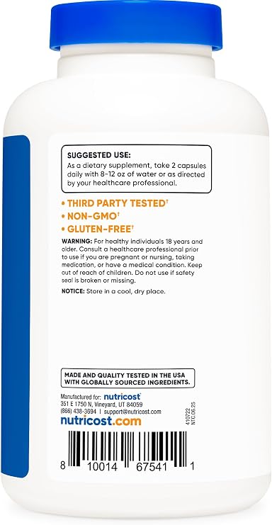 Nutricost L-Citrulline 1500mg, 180 Capsules, Gluten Free, GMO-Free | 750mg Per Capsule