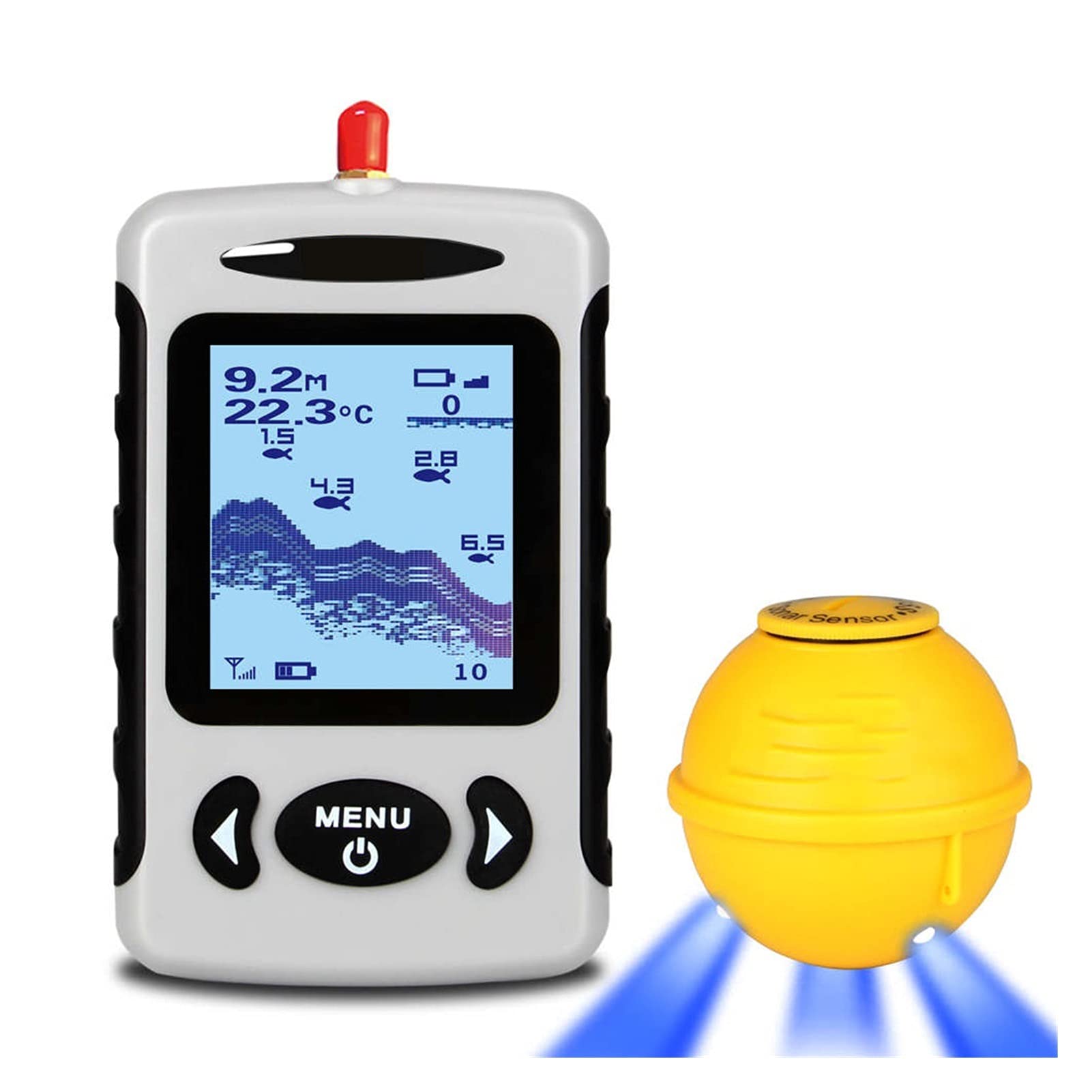 Ecoscandaglio Subacqueo, Finder di pesce portatile wireless 4 5M / 135FT. Allarme dell ecoscandaglio del sensore sonar for il lago fiume dell'oceano Pesca(FFW718)