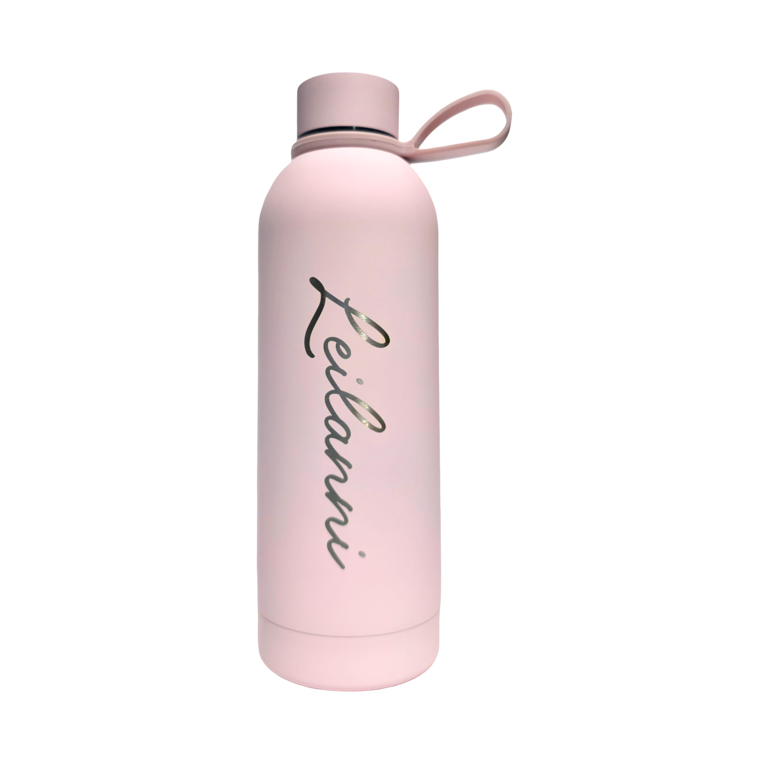 Personalised Insulated Water Bottle – Custom Name Laser Engraved Bottle, Stainless Steel, Gym Bottle, Teacher & Bridesmaid Gift (Baby Pink)