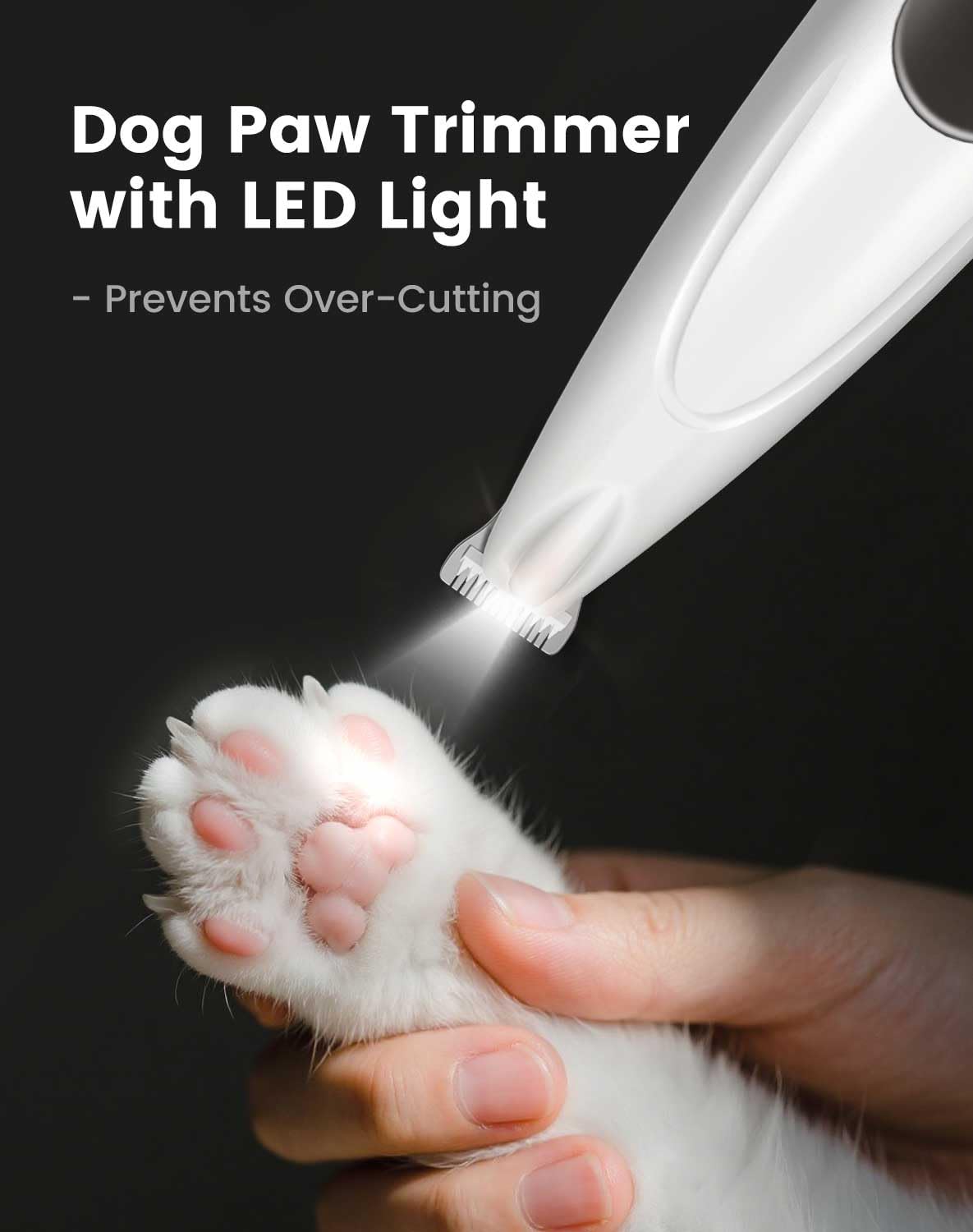 PAPMINI Molinillo de uñas 2 en 1 para perro, silencioso y recortador de patas de perro, potente cortaúñas eléctrico sin dolor para perros grandes, medianos y pequeños, cortadora de pelo de perro