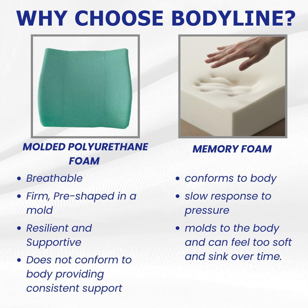 Orthopedic Back Cushion - Chiropractor-Designed Lumbar Support Pillow for Office Chair, Car, Home - High Resilience Foam, Ergonomic Design - Relieves Back Pain, Improves Posture - Green