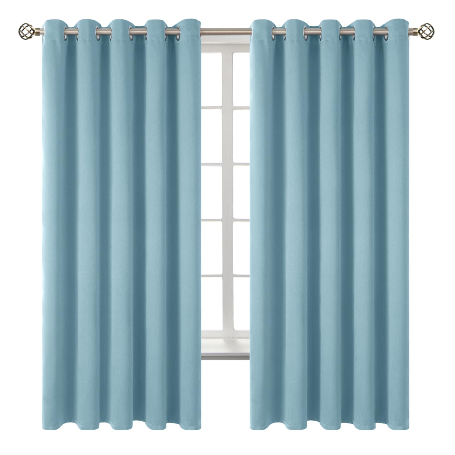 BGment Greyish Blue Room Darkening Curtains 63 Inch for Bedroom - 2 Panels