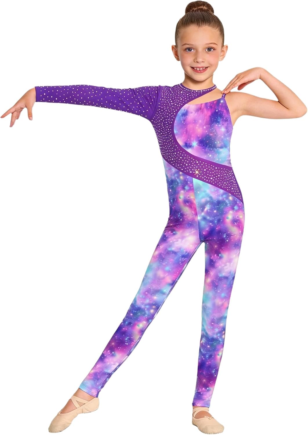 Girls Gymnastics Full Length Leotard Athletic Unitard Figure Skating Sports Youth Training Jumpsuit