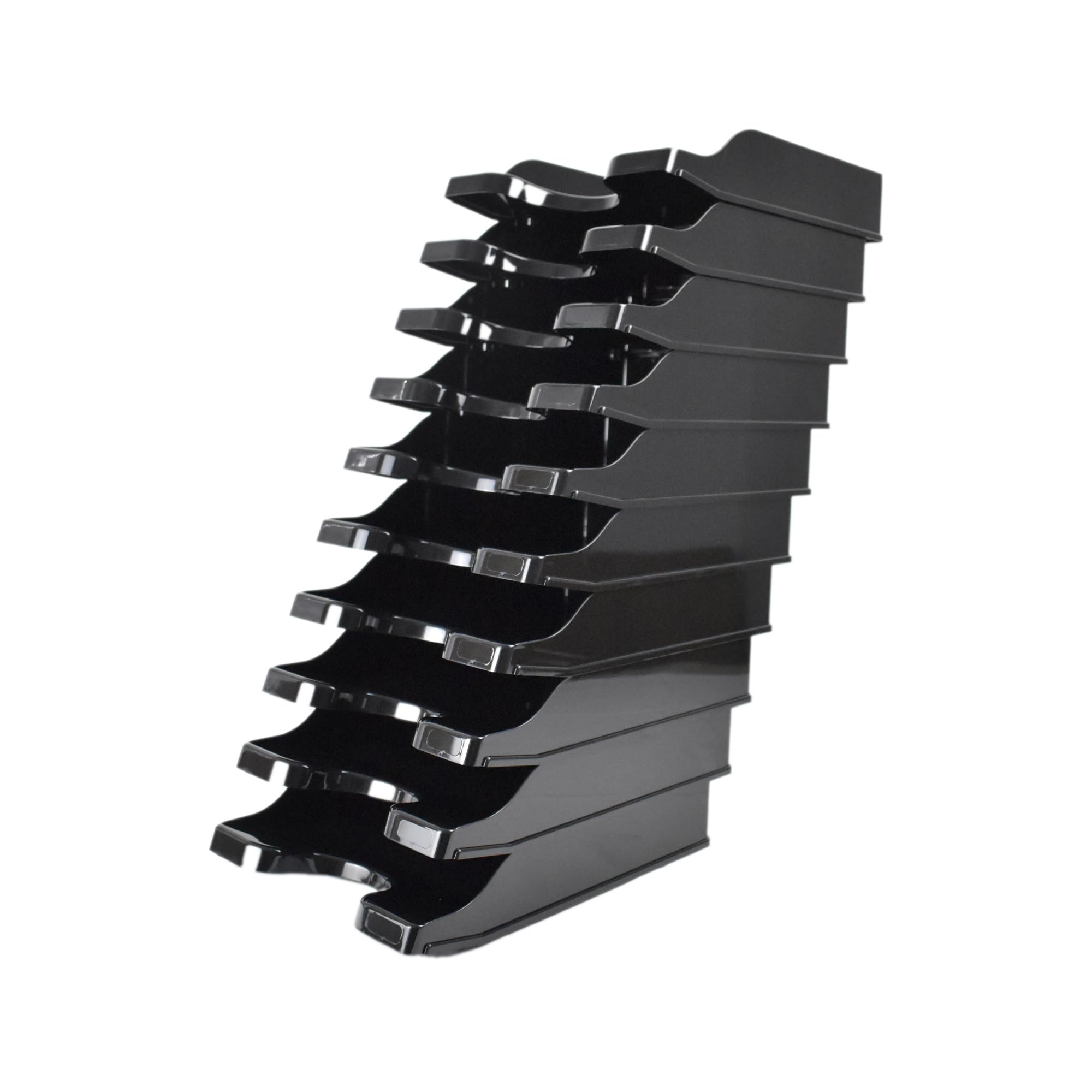 Deflecto A4 Pk of 10 x Self Stacking Letter Trays Black, A4 paper tray organiser, letter organiser storage, desk trays - CP130YTBLKX10