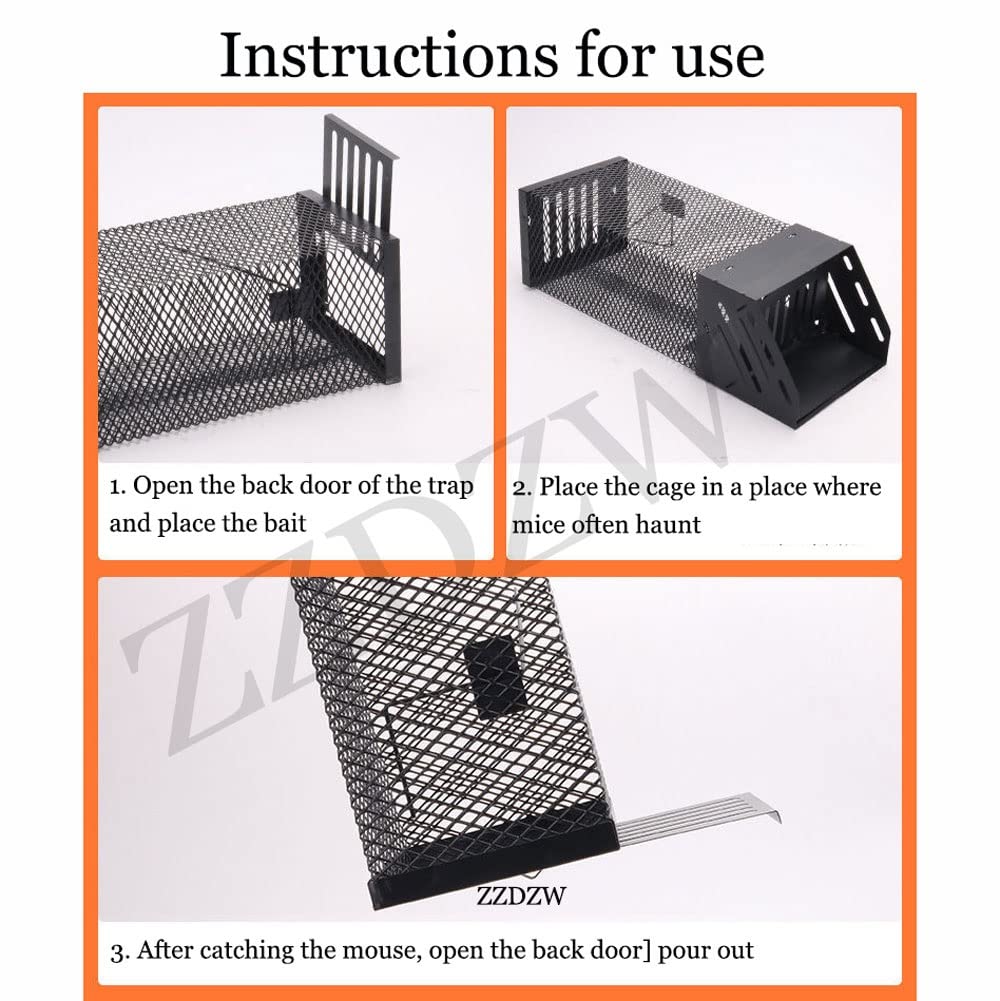 Trappola per Topi Continua Automatica Trappola in Metallo, Ferro Gabbia Trappola per La Cattura Topi, Ratti, Trappola per Ratto Senza Ucciderli Mouse Trap (Size : Black (37cm-14.5cm))