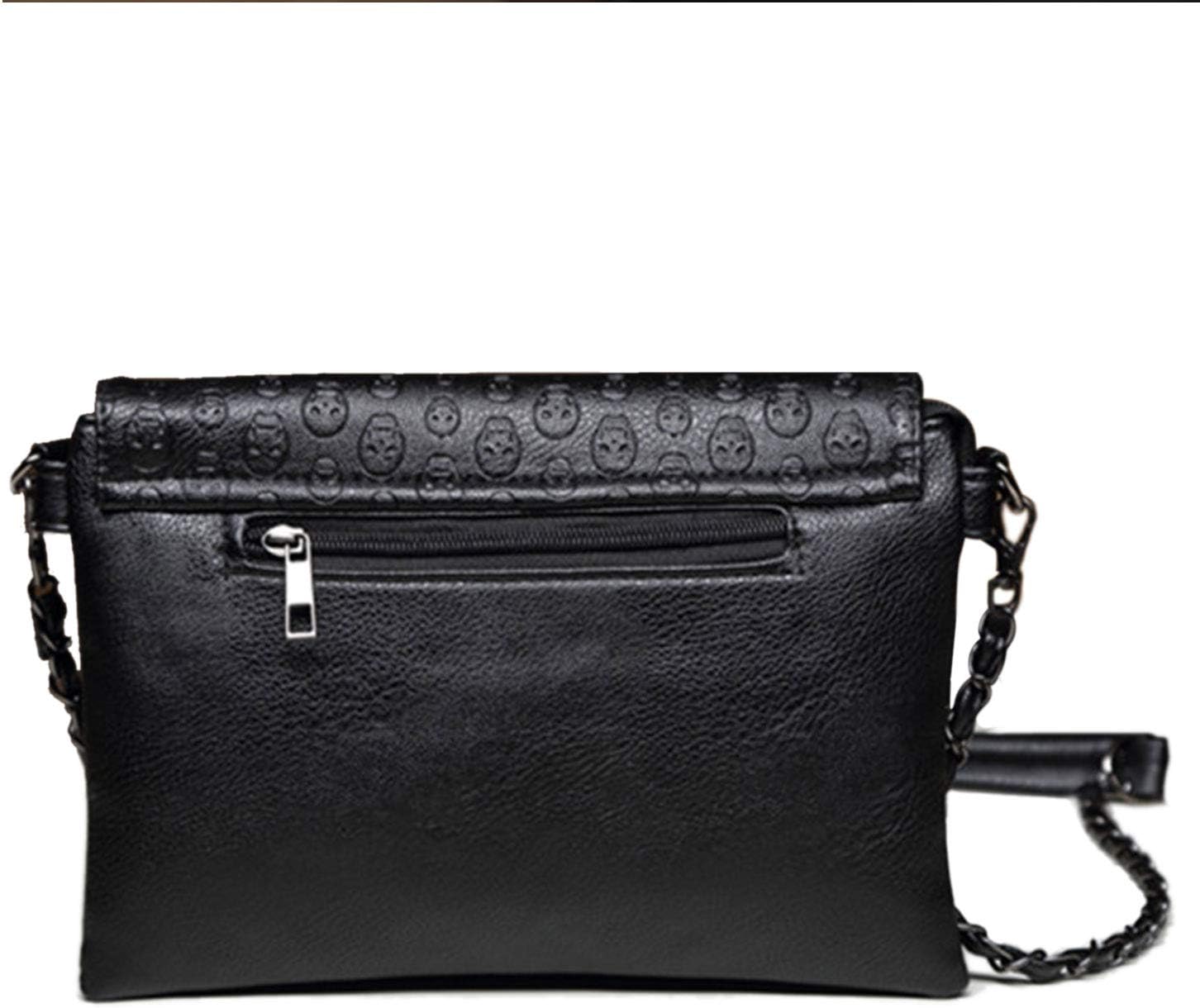 Freie Liebe Women Classic Black Skull Cross Body Bag Vintage Clutch Purse Shoulder Bag - Image 2