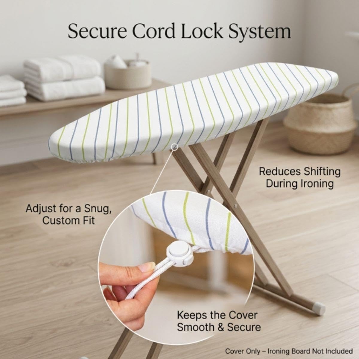 Copriasse da stiro imbottito, Telo per asse da stiro in cotone traspirante | Resistente al calore con elastico e chiusura, Misura 120x40 cm 125x45 cm 130x50 cm(Scallop,L147 x W58 CM)