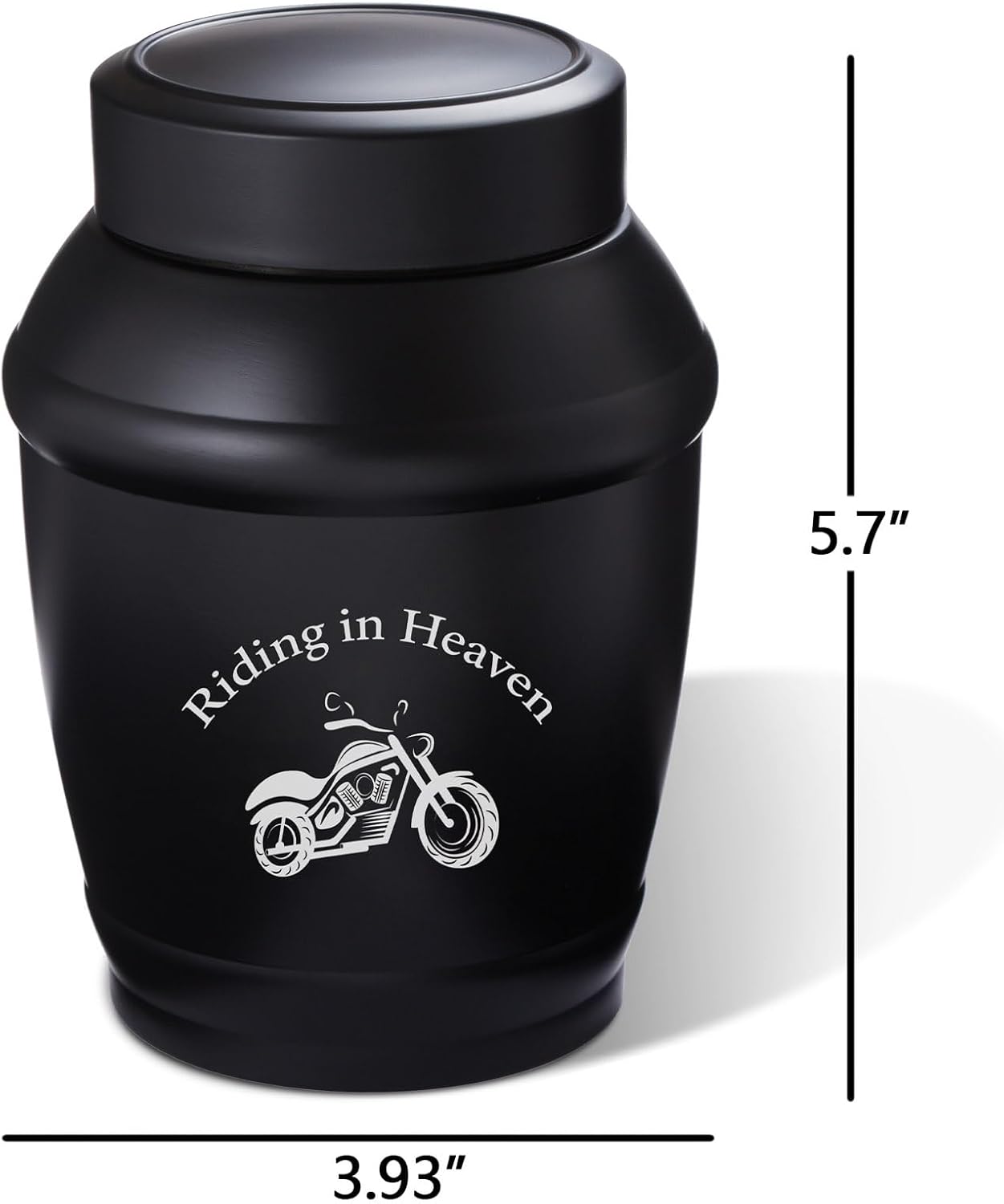 Medium Urn for Ashes Adult Male with Motorcycle, 5.7 Inch Black Decorative Medium Size Urns for Human Ashes Adult Male/Dad/Men/Son