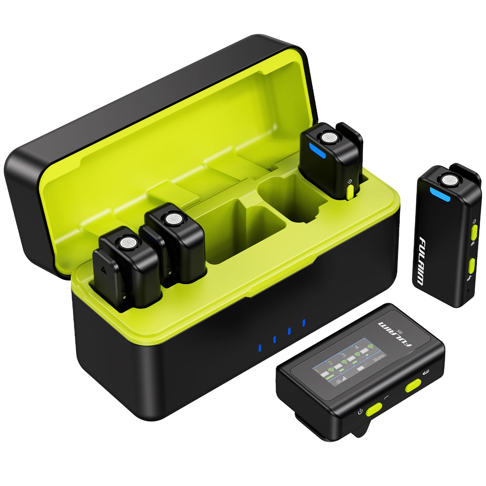 FULAIM X6 Pro kabelloses Lavalier-Mikrofon für iPhone & Android, 4-Kanal-Ansteckmikrofon mit Ladecase und KI-Rauschunterdrückung, 48 kHz/24 Bit Mini-Handy-Mikrofon für Videoaufnahme & Vlogging