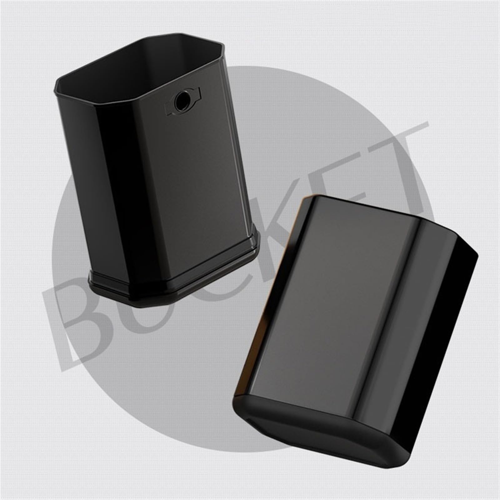 Poubelle 10/12 litres, octogonale, en métal, avec insert intérieur, étroite, en acier inoxydable brossé, pour salle de bain, cuisine, bureau (noir, 10 l)