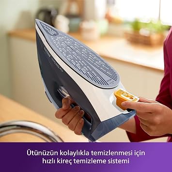 Philips 7000 Series Steam Iron - 2800W, SteamGlide Plus Base, 250 g Reinforcement, 50 g/min Continuous Steam, Automatic Shut-Off, Fast Lime Removal (DST7030/20)