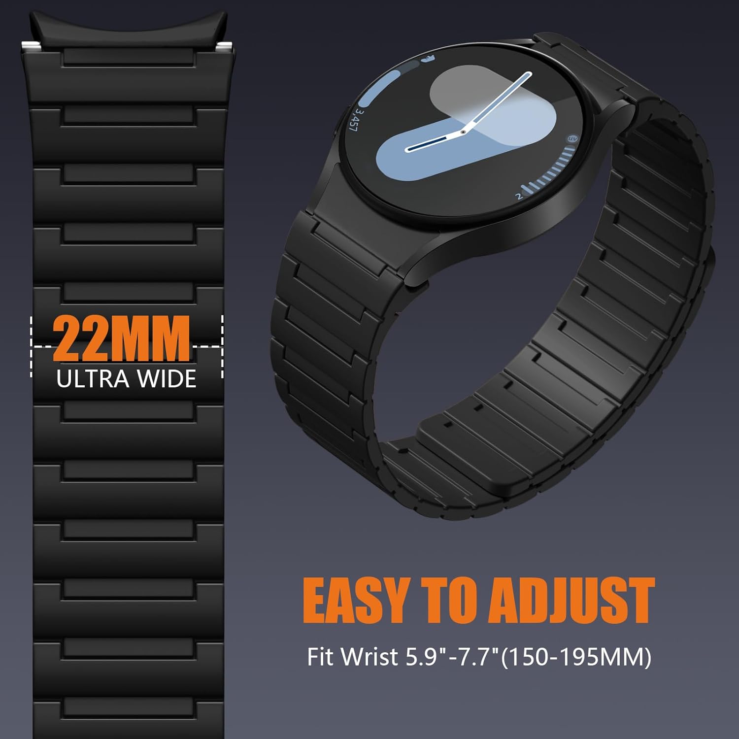 SNBLK Magnetic Band Compatible with Samsung Galaxy Watch 7 Band 6 5 4 Active 2 FE 40mm 44mm/5 Pro 45mm/6 4 Classic/Watch 3, No Gap 20mm Magnet Silicone Sport Strap for Samsung Watch Bands Men Women - Image 4