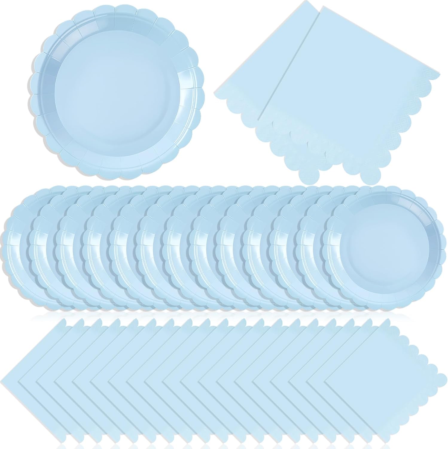 120 Pcs Christmas Paper Plates and Napkins Party Supplies Bulk Disposable 7 Inch Scalloped Plates Cocktail Napkins for Xmas Holiday Wedding Birthday Decoration, Serve 60 Guests(Red and Green)