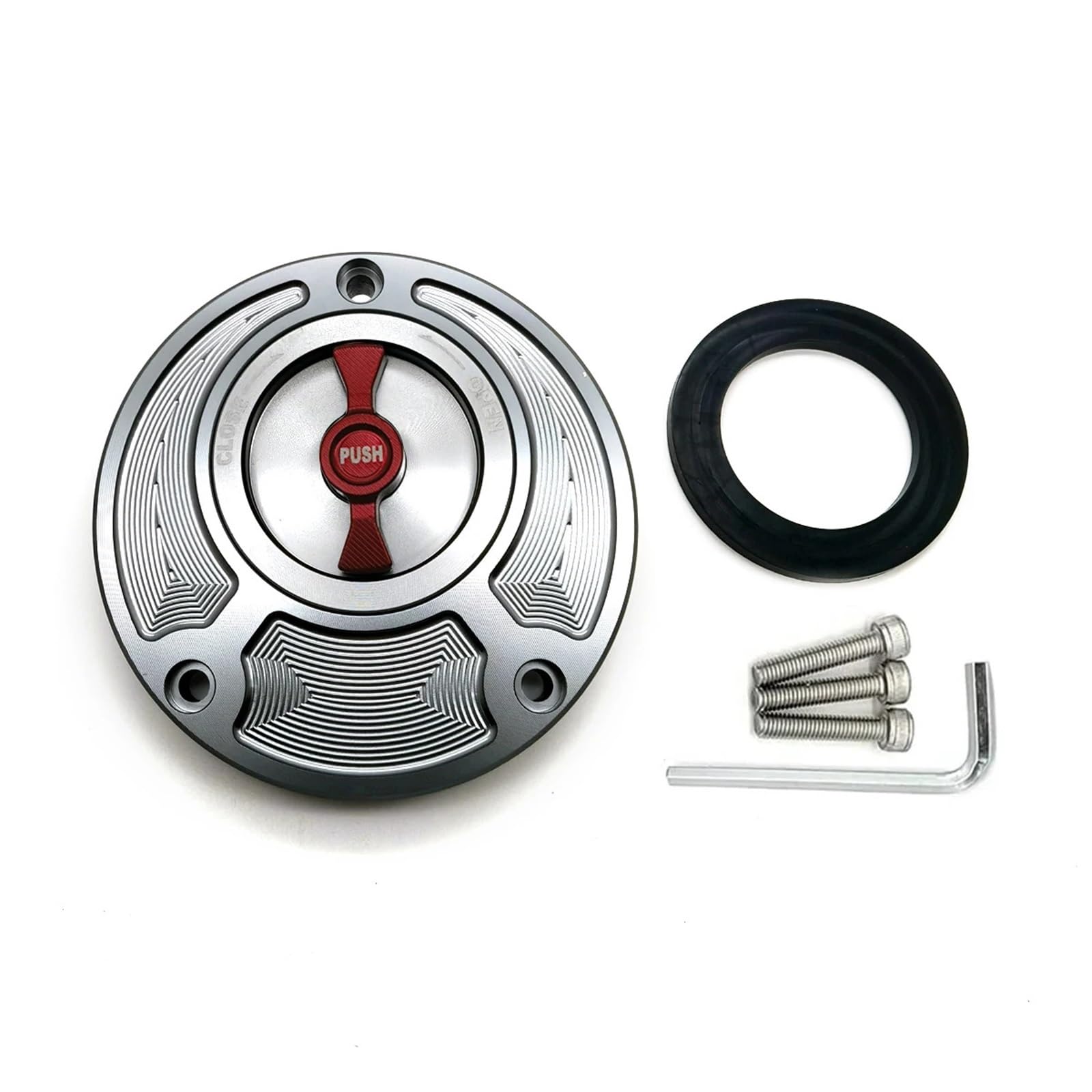 Tappi serbatoio carburante Copertura tappo serbatoio carburante CNC in alluminio, adatti a tutti gli anni, per Yamaha FZ6 FZ6R FZ1 R1 R6 R6S(Gray Red)