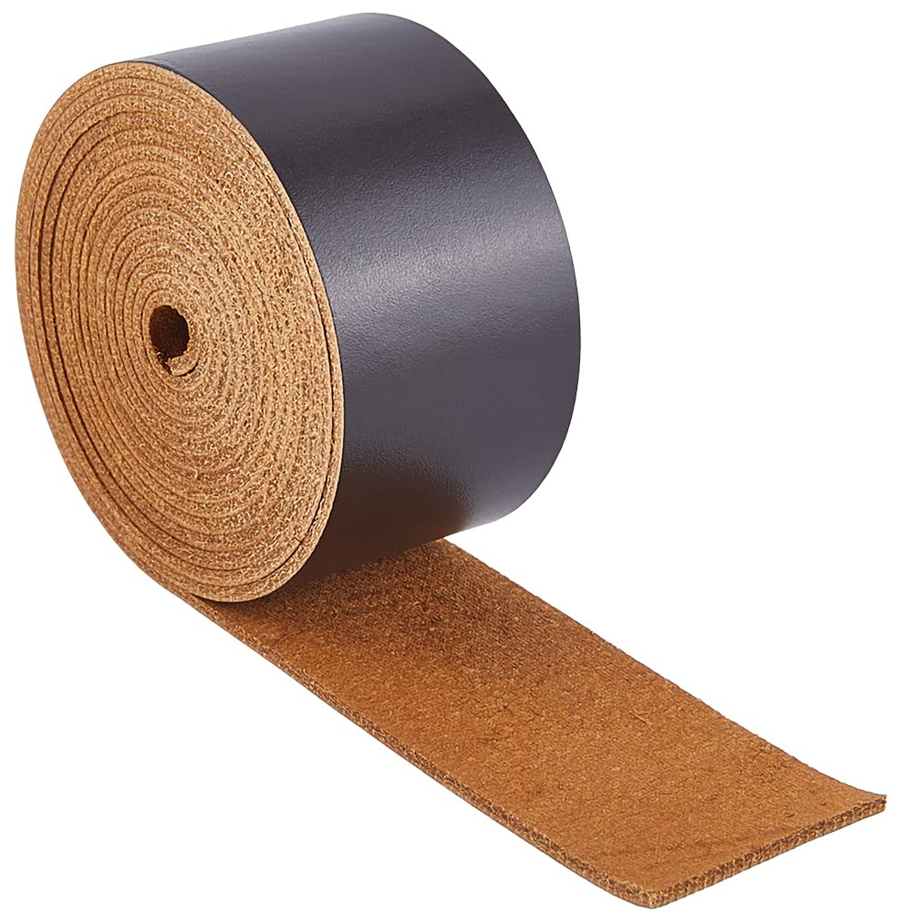 GORGECRAFT 2m×37.5mm Cowhide Leather Strips Cord 1.8mm thick Genuine Leather Strings Coffee Glossy Full Grain Oil Flat AB Grade Cow Leather Strips for Shoes Sewing Patchwork DIY Craft Appliques