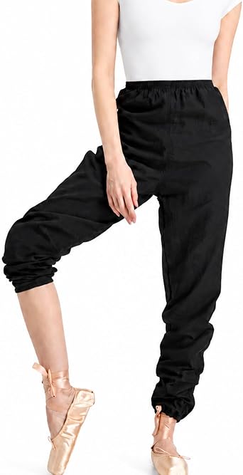 Danzcue Womens Girls Ripstop Dance Pants, Lightweight Durable Nylon Warm Up Dance Pants