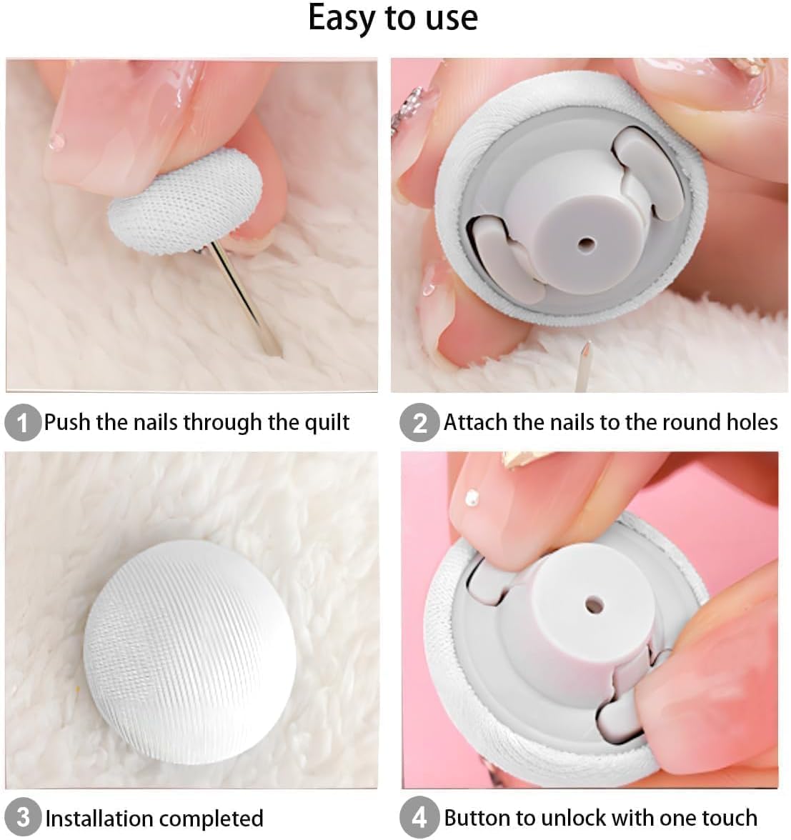 24PCS Duvet Cover Clips, Safe Locking Duvet Pins to Hold Comforter Duvet Snaps with Storage Box, Easy to Use Double Sided Pin Fasteners for Quilt Cushions Curtains