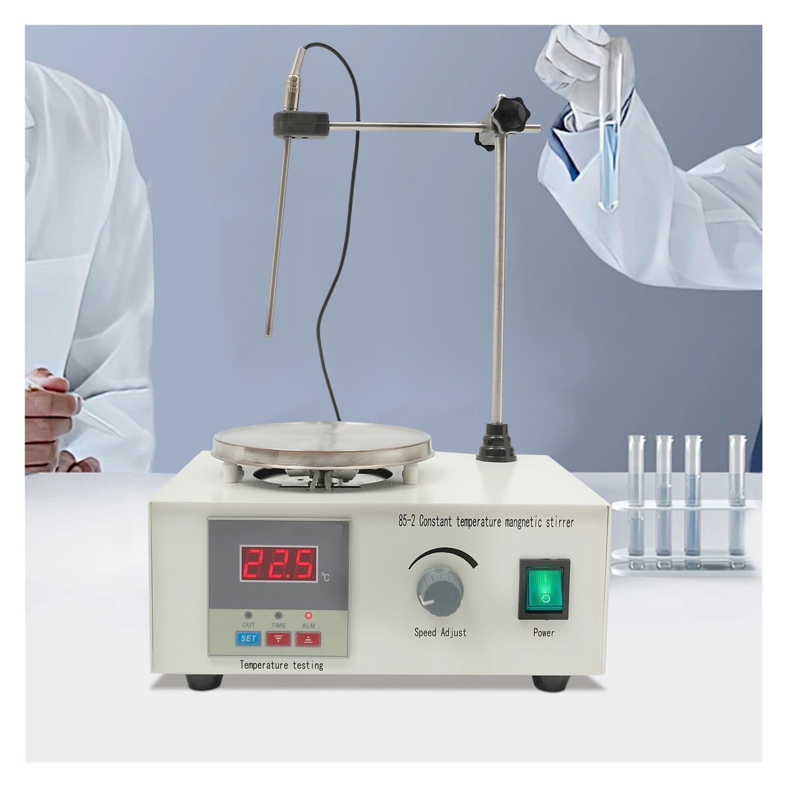 Agitatore Magnetico Con Piastra Riscaldante Da 2000 Ml, For Laboratorio, Display Digitale Della Temperatura, Supporto For Barra Di Agitazione, 250 W Mescola energicamente