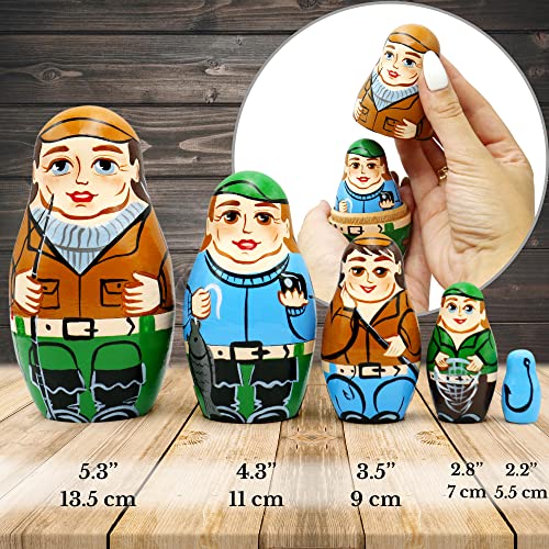 AEVVV Handcrafted Fisherman Matryoshka Nesting Dolls #TOP28