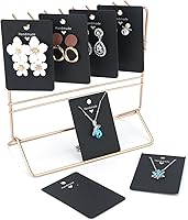 Vista 4 de joycraft 100 tarjetas negras para aretes, collares, tarjetas de exhibición de aretes de papel, tarjetas de joyería personalizadas para vender
