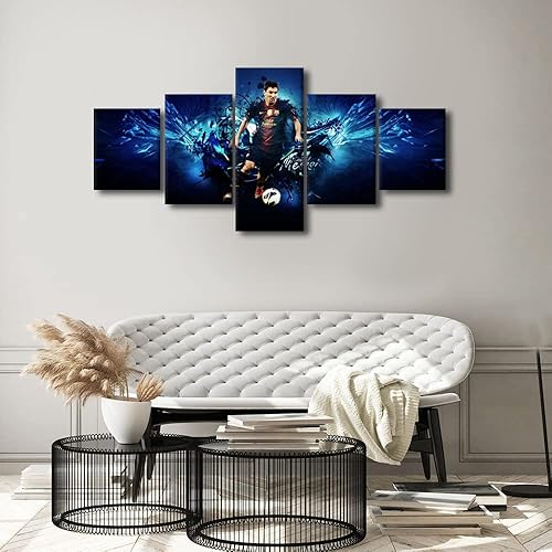 Miniatura 2 de Póster del Barcelona FC - Lienzo decorativo para pared, pintura abstracta de Lionel Messi, arte de pared motivacional para sala de estar,
