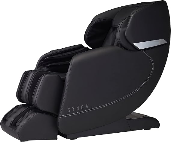 SYNCA Wellness Hisho - SL Track Heated Deluxe Zero Gravity Massage Chair | Full Body Compression | Lumbar Heat Therapy | Quad Roller Massage Robot | 7 Massage Techniques & 6 Courses (Black)