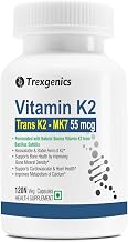 Trexgenics VITAMIN K as TRANS K2 MK7 Menoquinone-7 55 mcg Bone, Cardiovascular Health (120 Veg Capsules)
