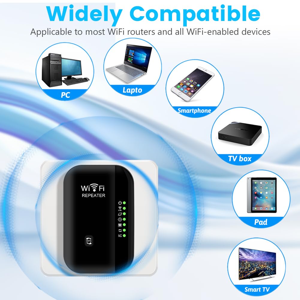 Flintronic Repeater WiFi, 2,4 GHz WiFi Extender, potężny wzmacniacz WiFi obejmuje do 20 urządzeń, bezprzewodowy wzmacniacz sygnału sieciowego, zakres wzmacniacza WiFi z portem Ethernet