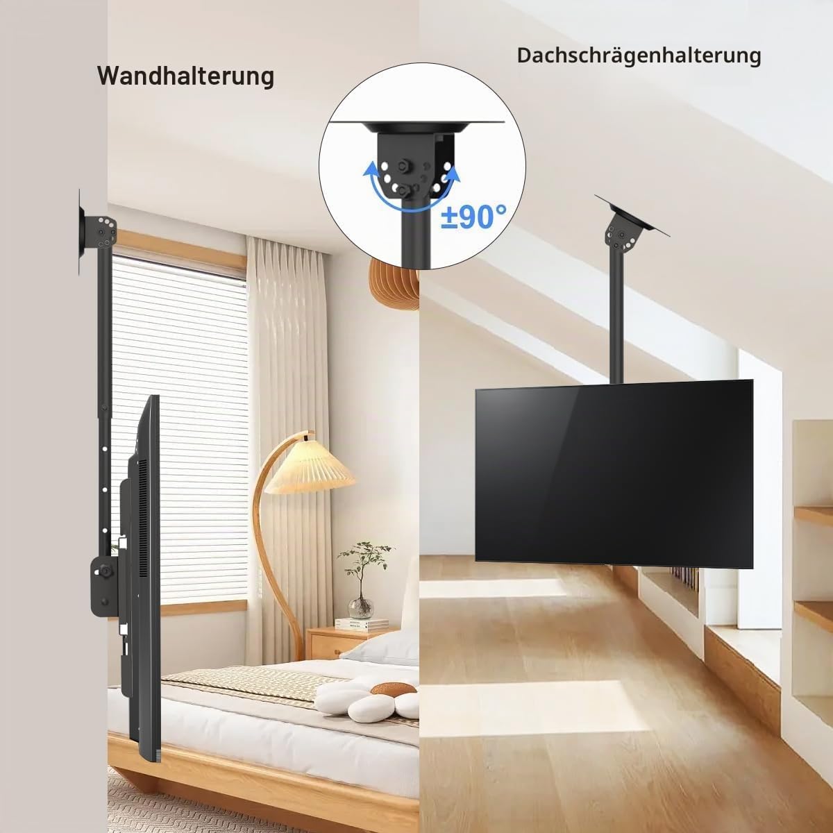 Suptek TV Deckenhalterung Für 26-55 Zoll LCD LED Plasma Flachbildschirme höhenverstellbar mit Neigungs und Schwenkbewegung MC4602