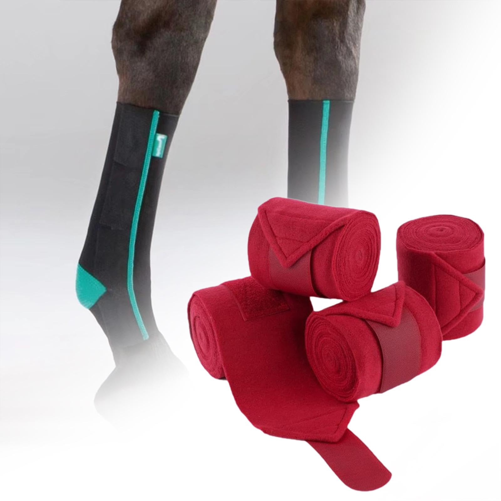 Set mit 4 Schutzbandagen für Arbeitspferdegliedmaßen, Fleece, für Sport Und Arbeitsaktivitäten.