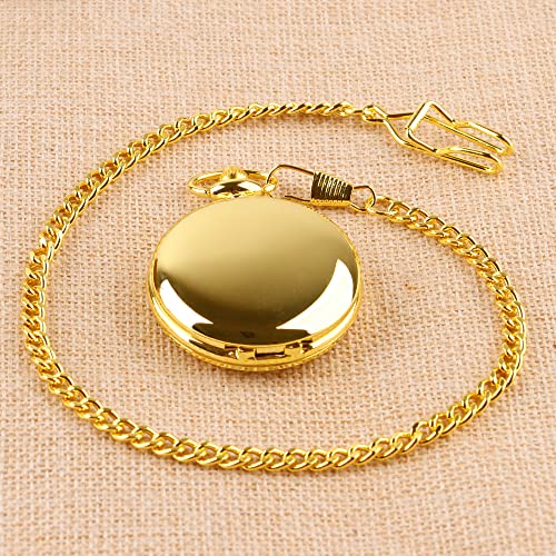 Image of Smooth Pocket Watch Alloy Steel Quartz Roman /Arabic Numerals with 37cm Chain for Father's Day Xmas Best Gifts