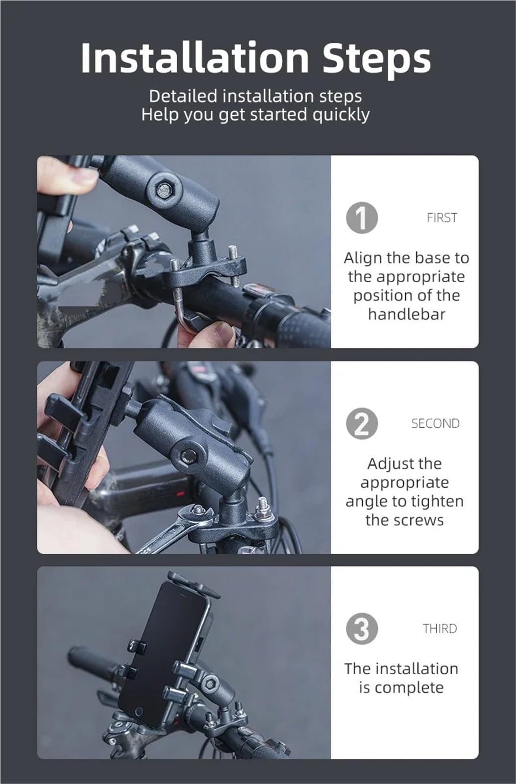 Support De Navigation GPS pour Moto Support De Téléphone De Vélo De Moto Réglable avec Module D'amortisseur Support De Téléphone De Vélo Antidérapant Support de Navigation de Moto(Style B)